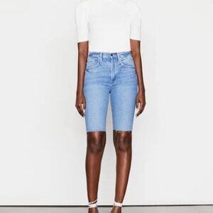 FRAME Le Vintage Bermuda Raw Edge Denim Shorts in Clarin - Size 23